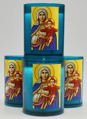 4 Bougies Veilleuses Notre Dame du Rosaire Bleue (pic 1)