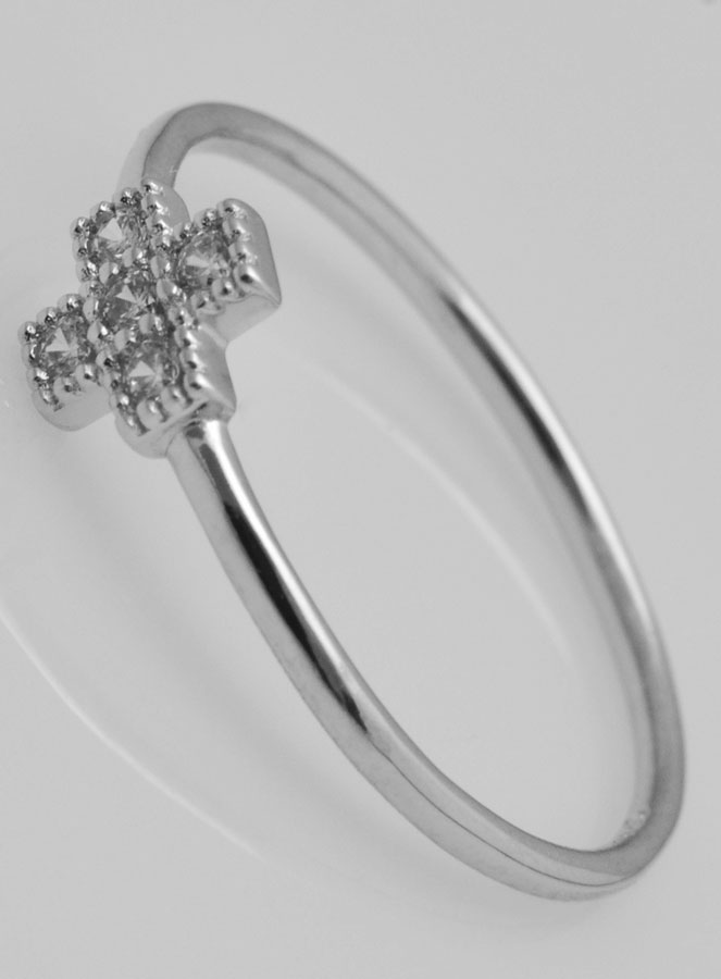Bague Croix & Diamants - Argent Massif- Taille 54 (pic 2)