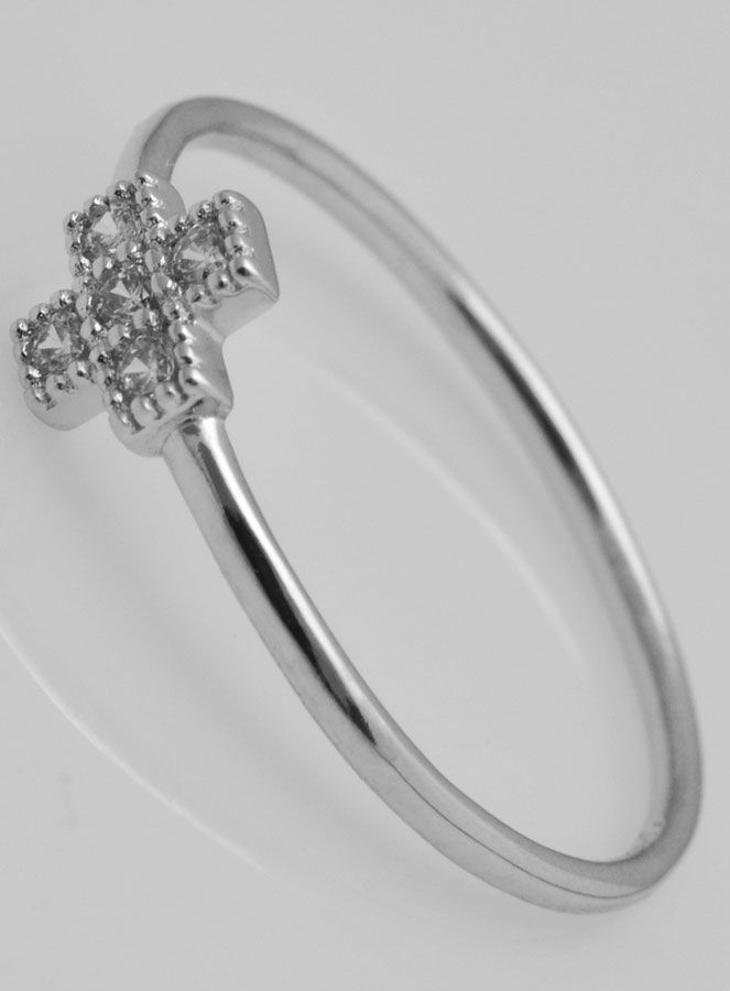 Bague Croix & Diamants - Argent Massif- Taille 56 (pic 2)