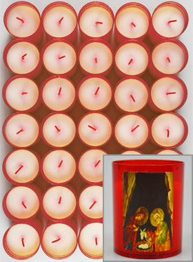 48 Veilleuses d'Église de Noël Rouge - La Nativité (pic 1)
