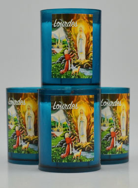 4 Bougies Veilleuses Apparitions de Lourdes - Bleue (pic 1)