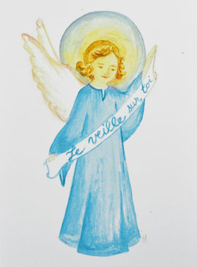 Carte de Baptême Garçon Bleu - Je veille sur toi (pic 1)