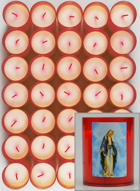 24 Bougies Veilleuses Notre Dame de Grâce - Rouge (pic 1)