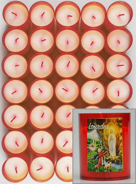 10 Bougies Veilleuses Apparitions de Lourdes - Rouge (pic 1)