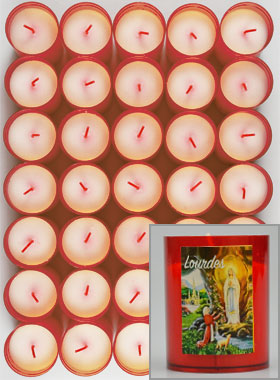 24 Bougies Veilleuses Apparitions de Lourdes - Rouge (pic 1)