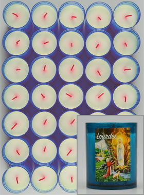 48 Bougies Veilleuses Apparitions de Lourdes - Bleue (pic 1)