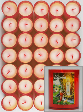 48 Bougies Veilleuses Apparitions de Lourdes - Rouge (pic 1)