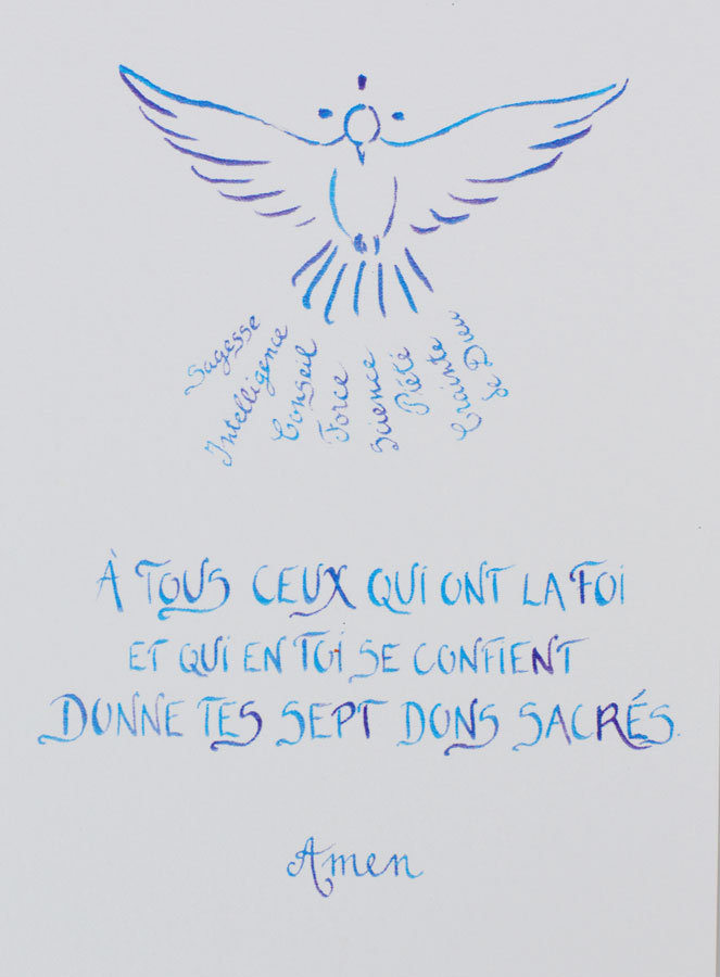 Carte de Confirmation - Sept Dons Sacrés - Colombe Bleue (pic 1)