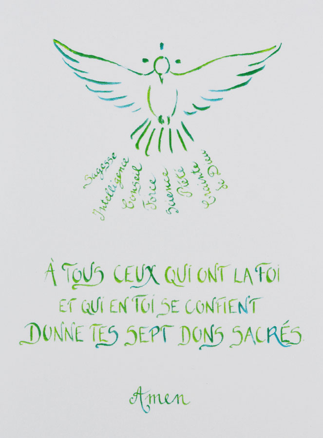 Carte de Confirmation - Septs Dons Sacrés - Colombe Verte (pic 1)