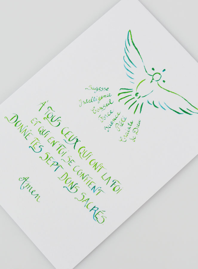 Carte de Confirmation - Septs Dons Sacrés - Colombe Verte (pic 2)