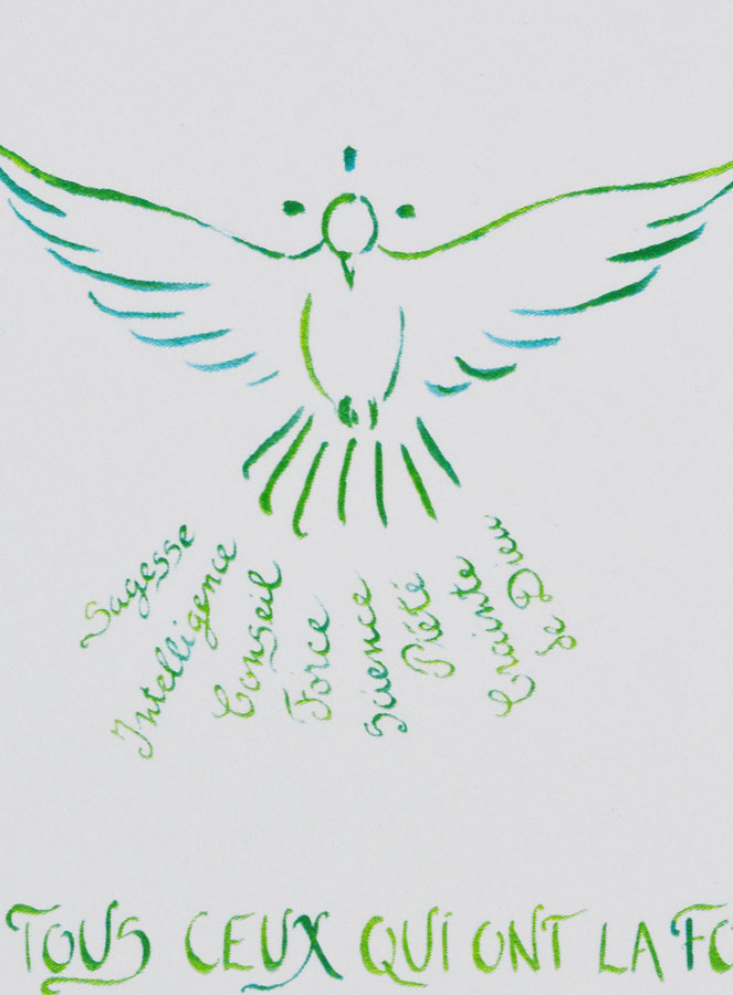 Carte de Confirmation - Septs Dons Sacrés - Colombe Verte (pic 3)