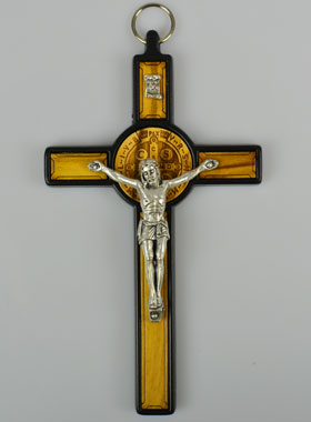 Croix de Saint Benoît en Bois - Noir - 13cm (pic 1)