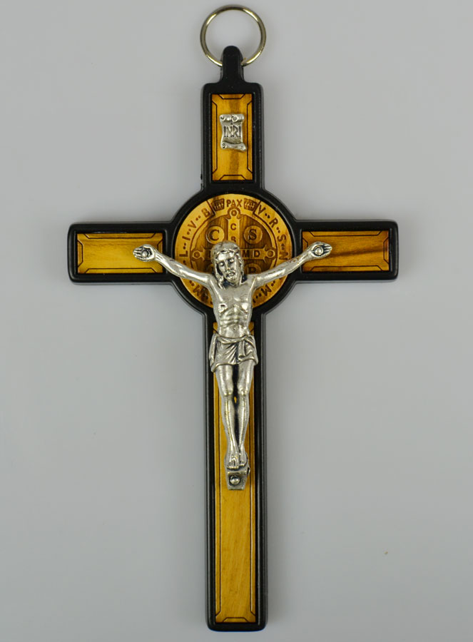 Croix de Saint Benoît en Bois - Noir - 13cm (pic 2)