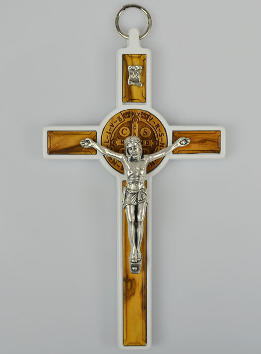 Croix de Saint Benoît en Bois - Blanche - 13cm (pic 2)