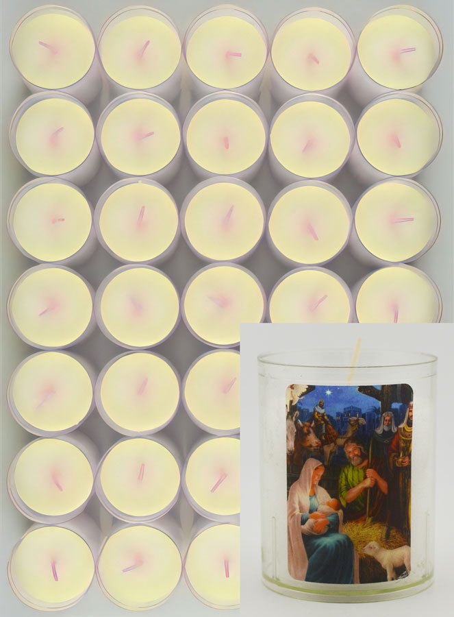 48 Bougies Veilleuses de Noël Blanche - La Nativité du Christ (pic 1)