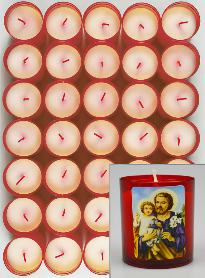 24 Bougies Veilleuses Saint Joseph - Rouge (pic 1)