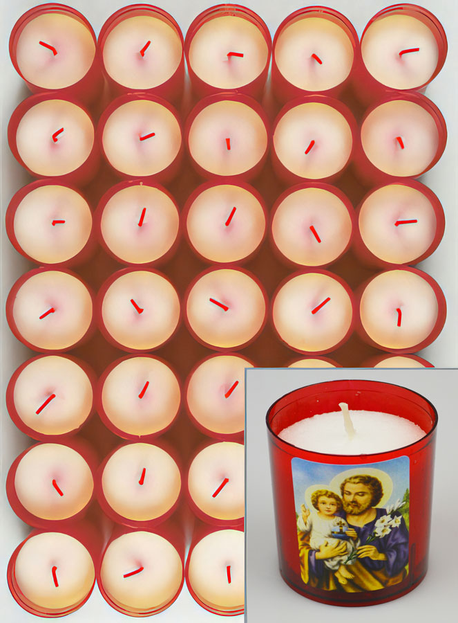 24 Bougies Veilleuses Saint Joseph - Rouge (pic 2)