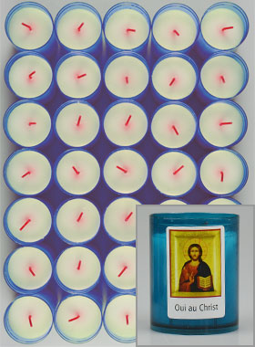 24 Bougies Veilleuses Christ Pantocrator - Bleue (pic 1)