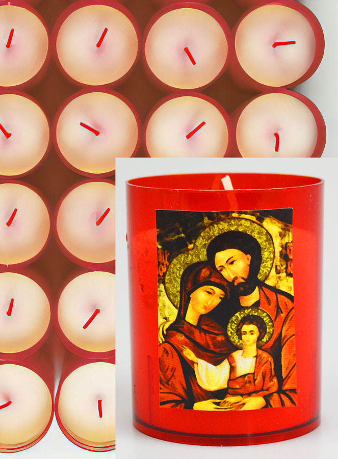 24 Bougies Veilleuses Rouge Sainte Famille (pic 3)