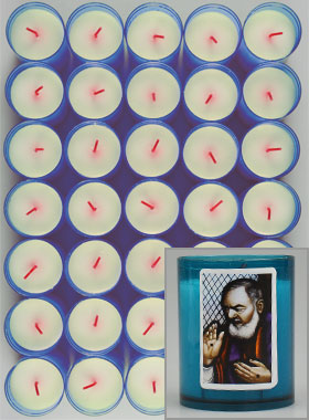 24 Bougies Veilleuses Saint Padre Pio - Bleue (pic 1)