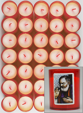 24 Bougies Veilleuses Saint Padre Pio - Rouge (pic 1)