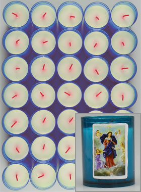 24 Bougies Veilleuses Marie qui défait les Noeuds - Bleue (pic 1)