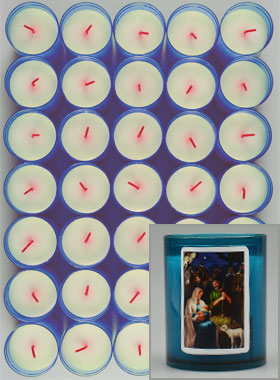 48 Bougies Veilleuses de Noël Bleue - La Nativité du Christ (pic 1)