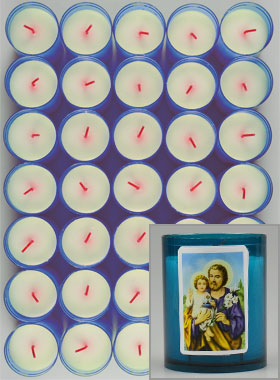 48 Bougies Veilleuses Saint Joseph - Bleue (pic 1)