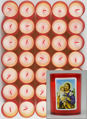 48 Bougies Veilleuses Saint Joseph - Rouge (pic 1)