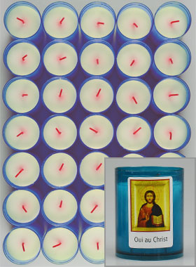 48 Bougies Veilleuses d'église Christ Pantocrator - Bleue (pic 1)