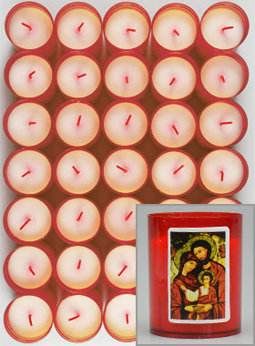 48 Bougies Veilleuses Sainte Famille Rouge (pic 1)