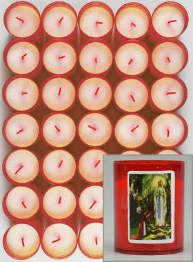 48 Bougies d'Église Notre Dame de Lourdes - Rouge (pic 1)
