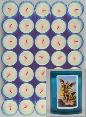 48 Bougies Veilleuses Saint Michel Archange - Bleue (pic 1)