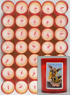 48 Bougies Veilleuses Saint Michel Archange - Rouge (pic 1)