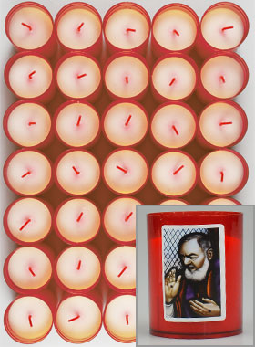 48 Bougies d'Église Saint Padre Pio - Rouge (pic 1)