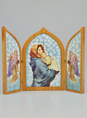 Icône Triptyque Sainte Vierge de Tendresse - 23 cm (pic 1)