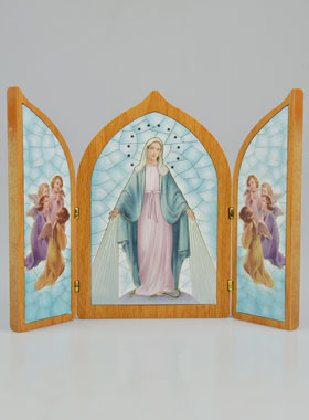 Icône Triptyque Sainte Vierge Miraculeuse - 23 cm (pic 1)
