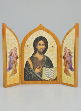 Icône Triptyque Jésus-Christ Pantocrator - 23 cm (pic 1)