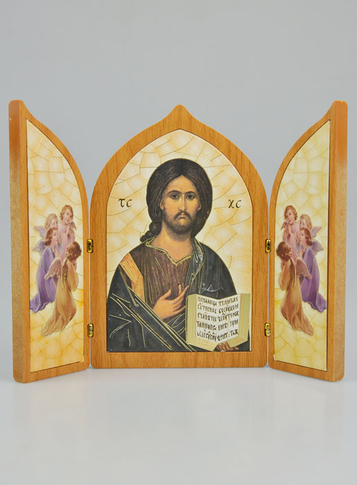 Icône Triptyque Jésus-Christ Pantocrator - 23 cm (pic 2)