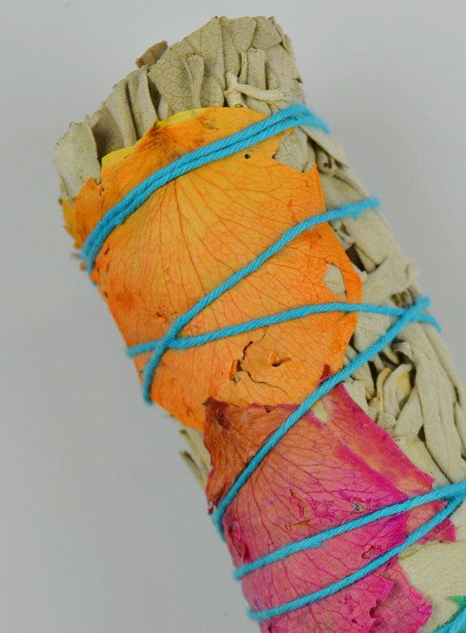 Smudge de Sauge Blanche & Pétales de Roses 30g - Fagot 10cm (pic 4)