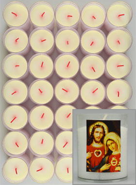 10 Bougies Veilleuses Coeurs Unis de Jésus & Marie (pic 1)