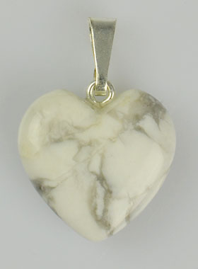 Pendentif Coeur Pierre Naturelle Howlite - 15mm (pic 1)
