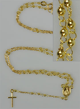 Chapelet en Or Jaune Massif 18k 750/1000 - Grains 2mm (pic 3)