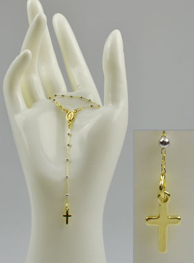 Chapelet en Or Jaune & Blanc 18k 750/1000 - Grains 2mm (pic 1)