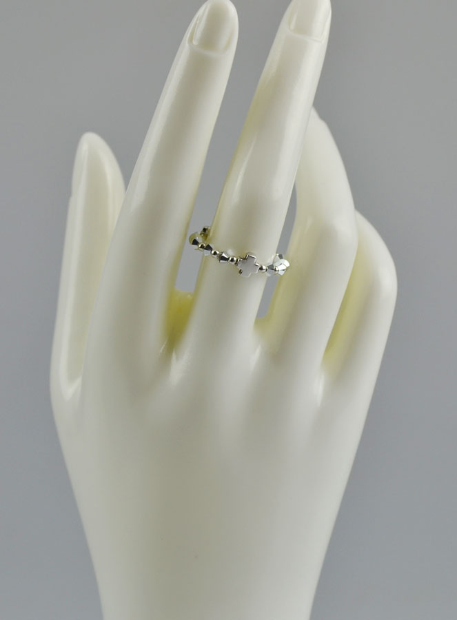 Bague Croix & Cristal - Argent Massif - Taille Ajustable (pic 4)