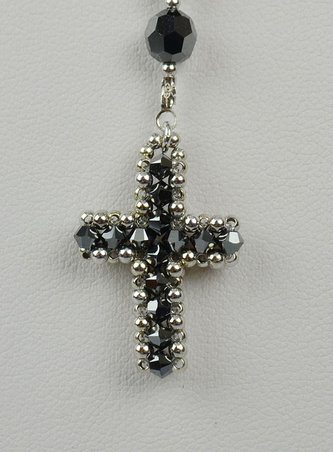 Collier Chapelet en Argent & Cristal Noir (pic 4)