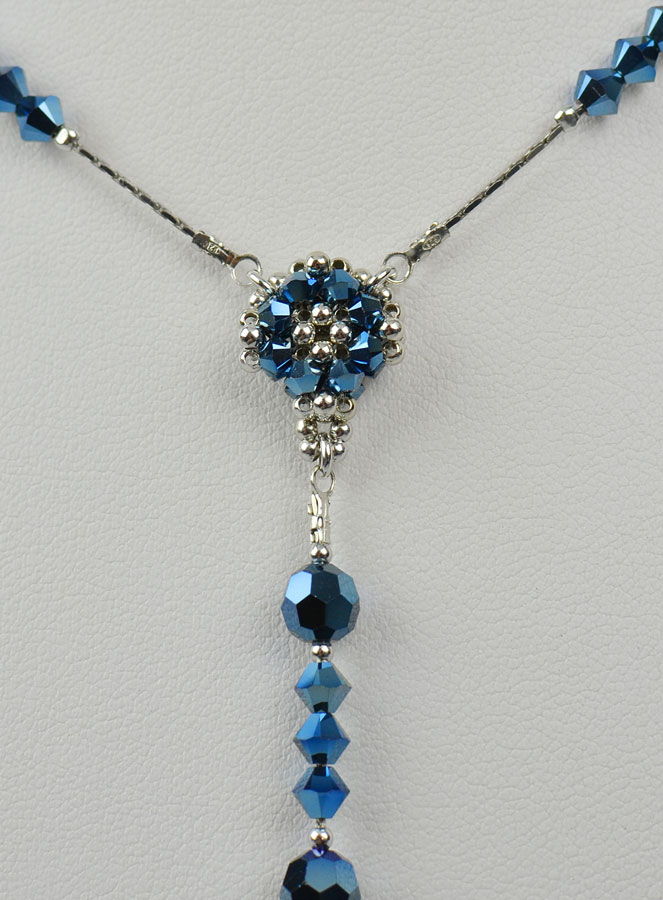 Collier Chapelet en Argent & Cristal Bleu (pic 3)