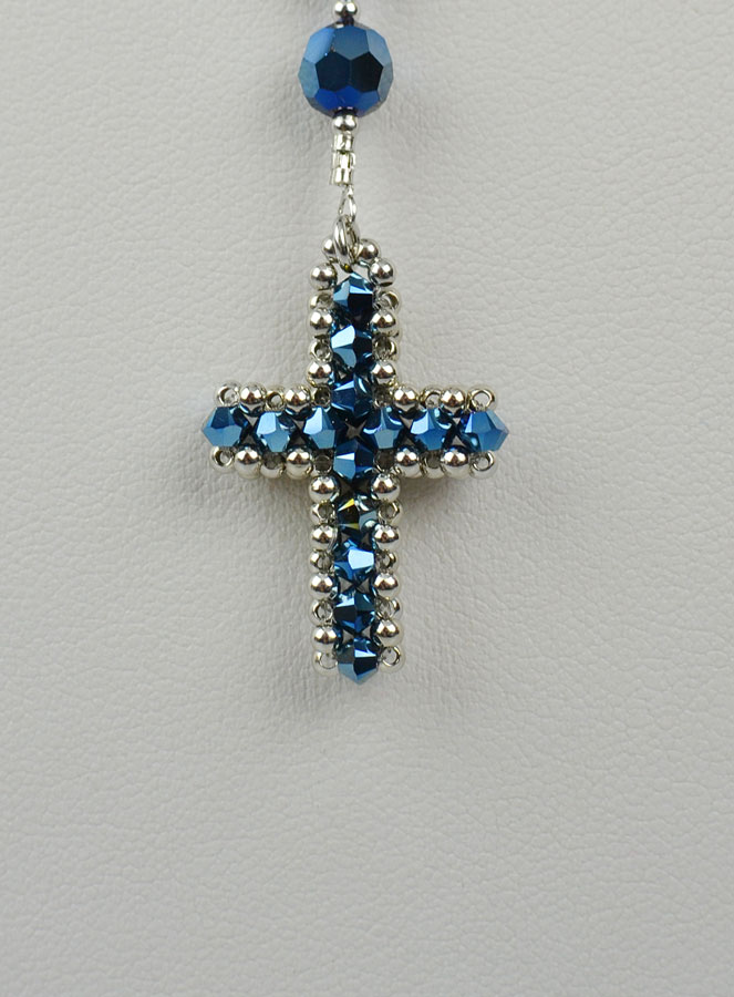 Collier Chapelet en Argent & Cristal Bleu (pic 4)