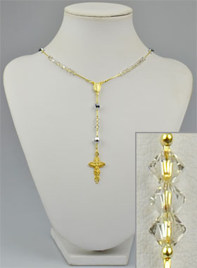 Collier Chapelet Plaqué Or 18 Carats & Cristal (pic 1)