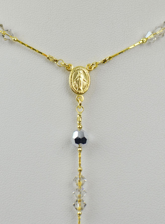 Collier Chapelet Plaqué Or 18 Carats & Cristal (pic 3)